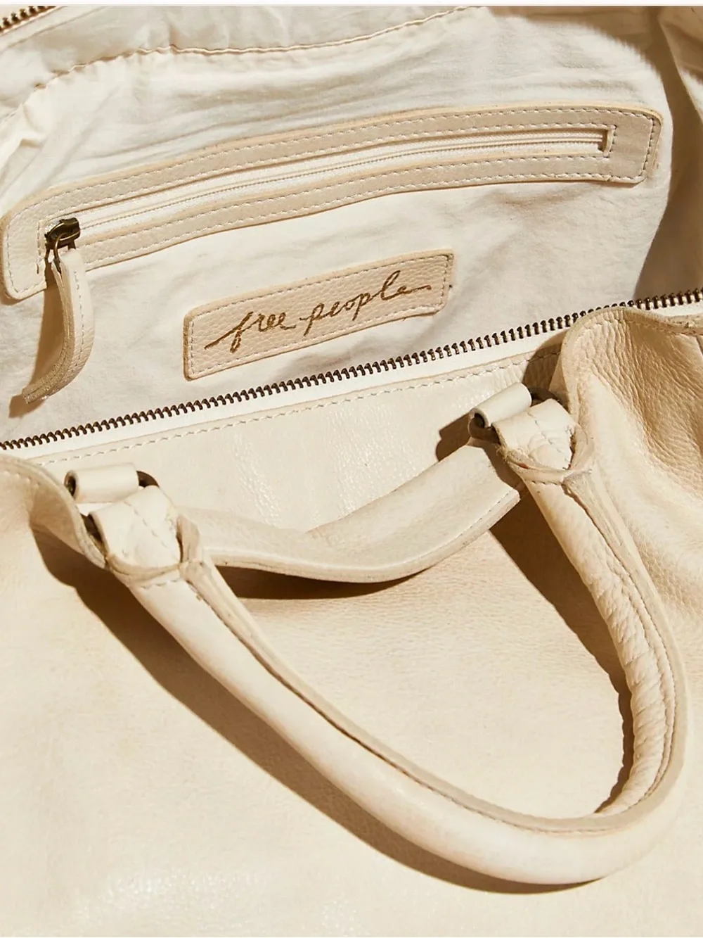 Free People Soft Leather Tote in Light Beige